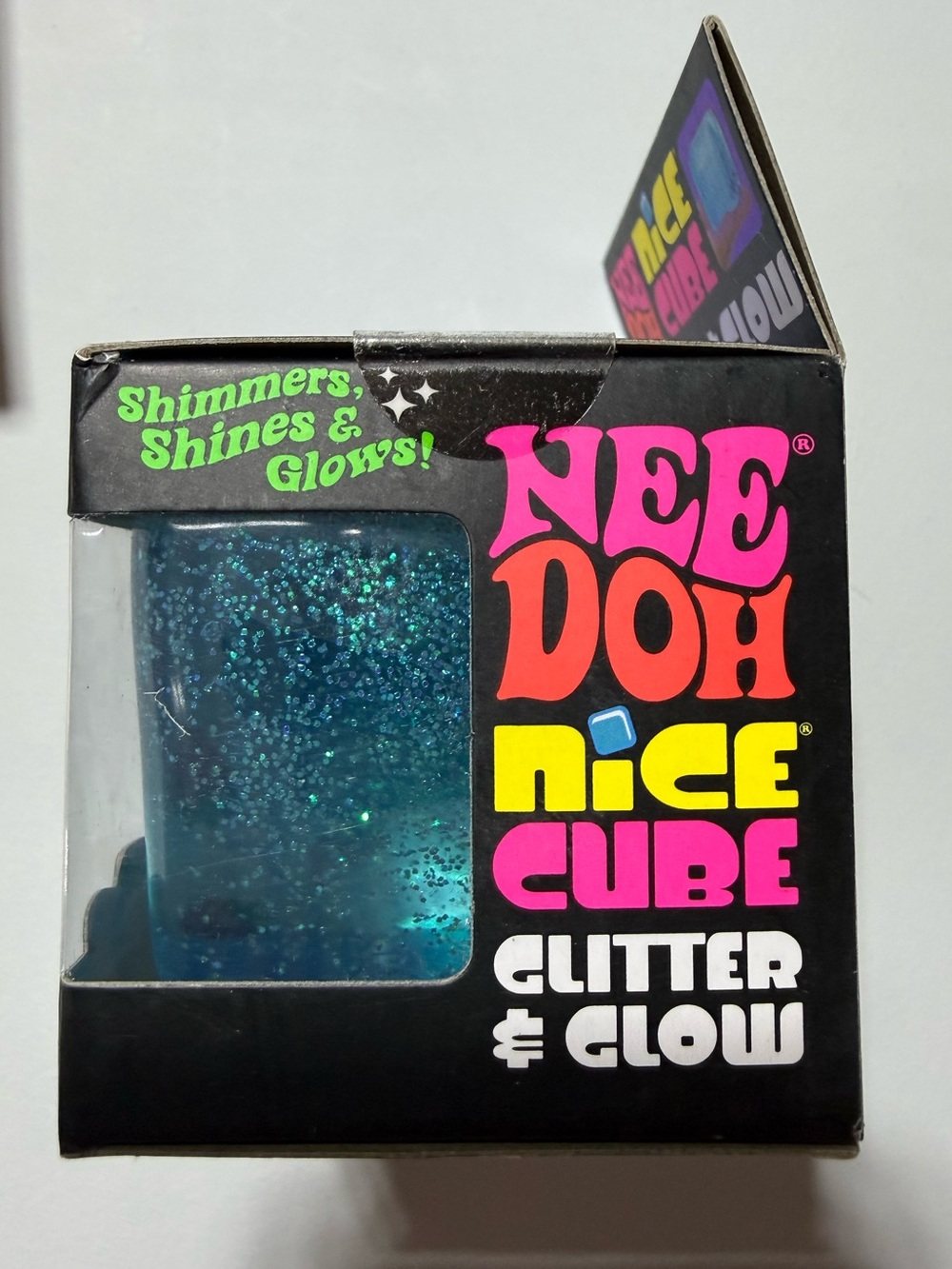 Needoh Cube Glitter & Glow Super Solid Squish - Blue